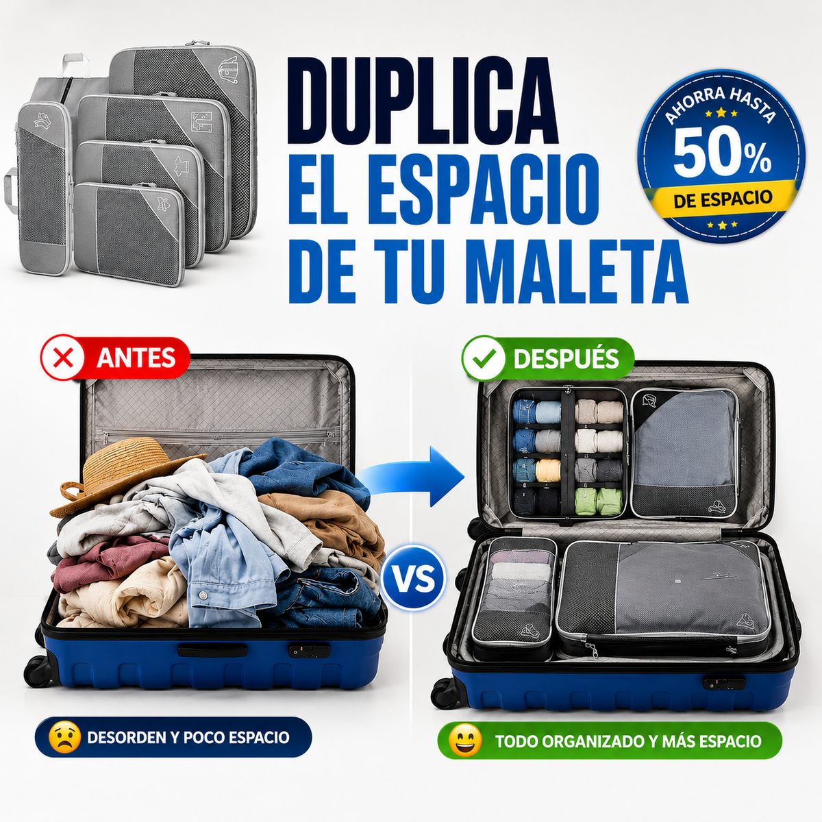 5 Bolsas de Compresión para organizar maletas